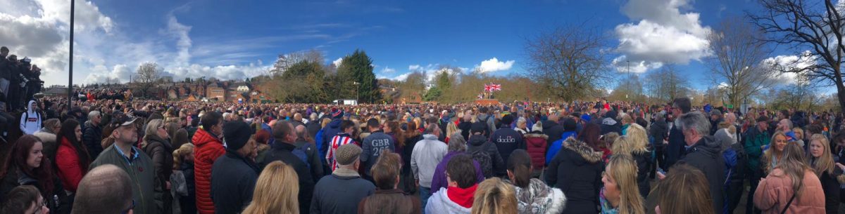 The crowd gathered in Ashbourne for the start of Shrovetide. Photo: Sophie Arnold
