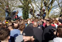 In the thick of the action at Shrovetide 2019. Photo: Zac Roberts