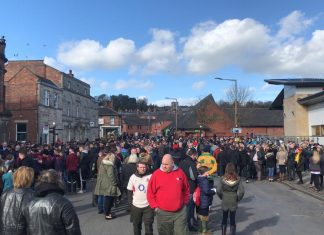 Crowds gathering in Ashbourne ahead of Shrovetide. Photo: Sophie Arnold