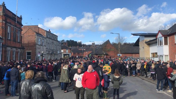 Crowds gathering in Ashbourne ahead of Shrovetide. Photo: Sophie Arnold