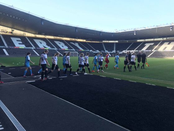 Derby players walk out at Pride Park