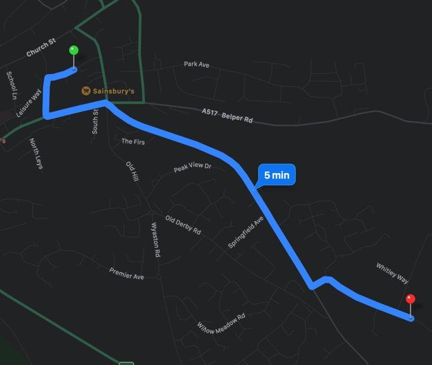 The route the park and ride bus will take
