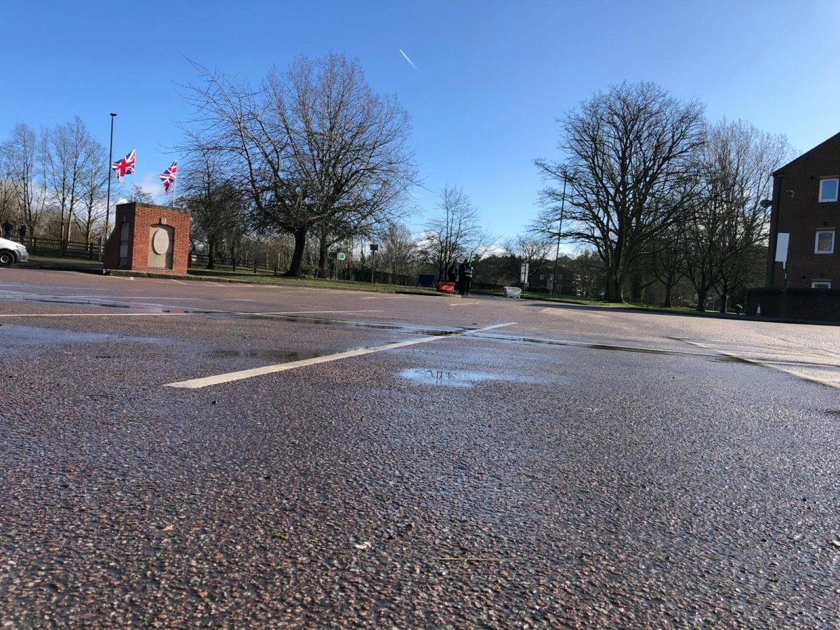 This is where it all starts. The small plinth is a vital ingredient in Royal Shrovetide Football. Photo by Darion Westwood.