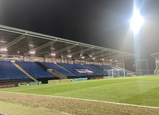 Pictured is the inside of the Chesterfield FC stadium