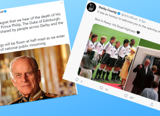 Social media posts from Derby about Prince Philip