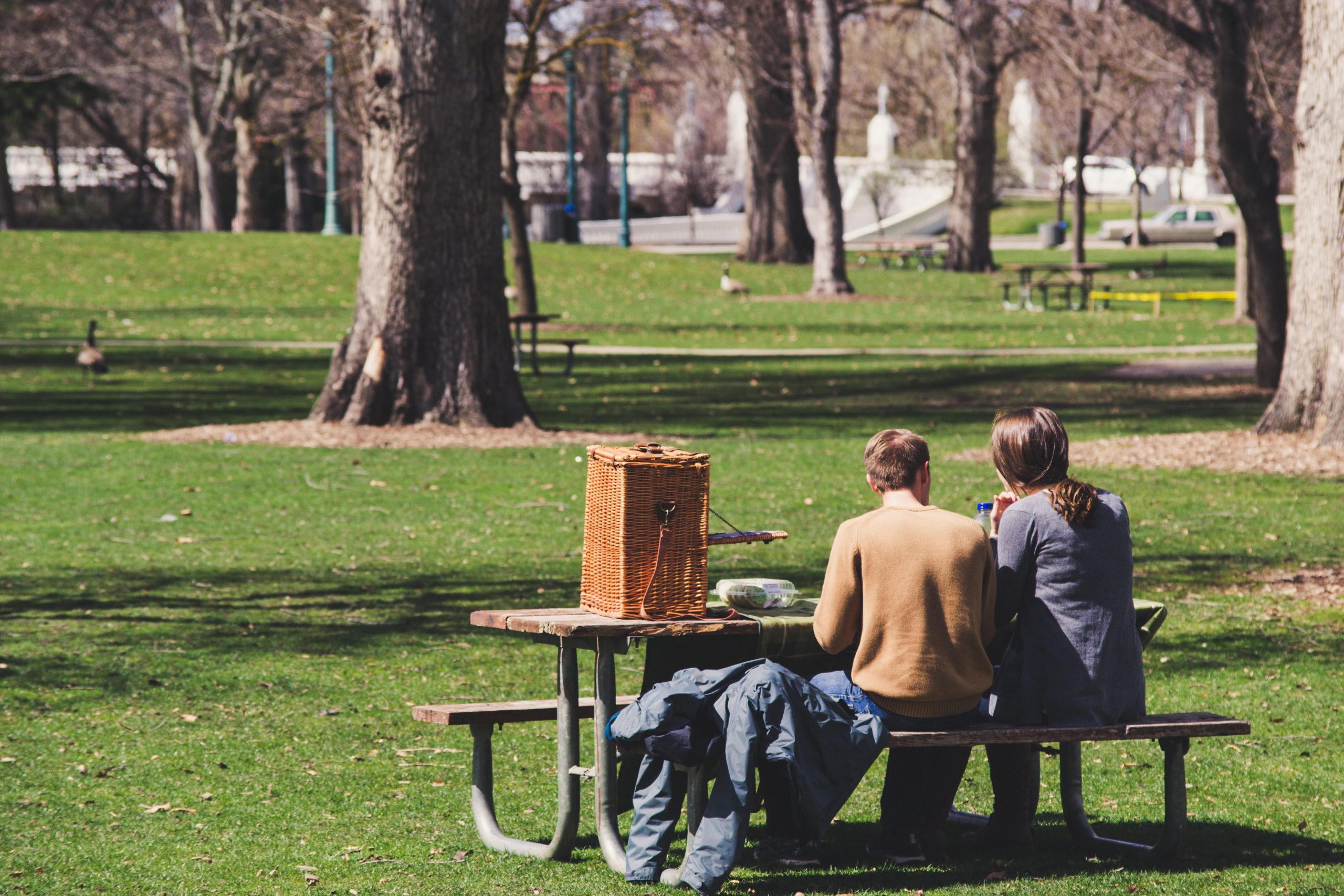 A shared bench picnic