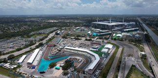 An aerial view of F1 race course for the Miami Grand Prix