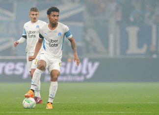This is an image of Boubacar Kamara in the 2021/22 season for Marseille