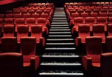 This image show a photo of empty cinema seats