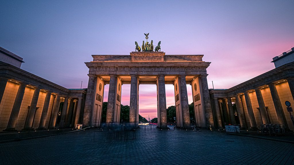 Pictured is the Brandenburg Gate, in Berlin