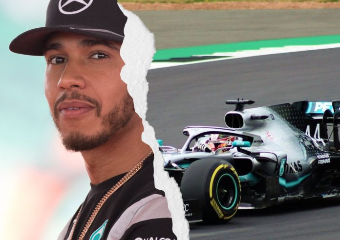 Pictured is: Lewis Hamilton and his Mercedes car