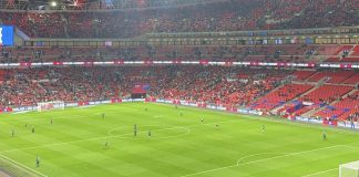 This image shows the inside Wembley Stadium