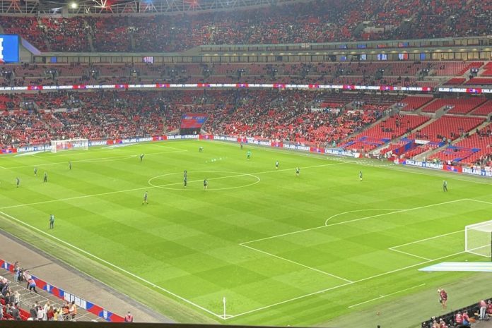 This image shows the inside Wembley Stadium