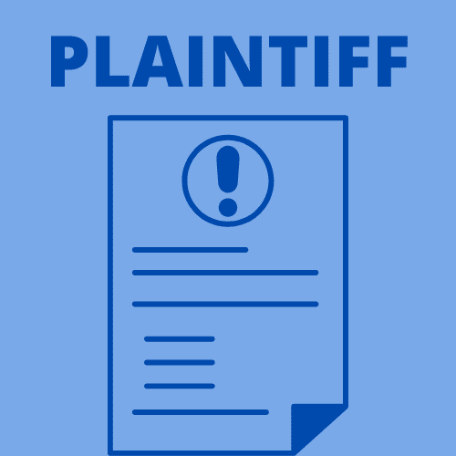 This is an infographic that depicts the term 'plaintiff'