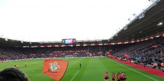 This is an image inside St Mary's Stadium, home of Southampton Football Club