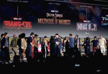 Marvel actors and executives at the annoucnement of Doctor Strange 2