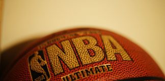 a basketball with the NBA logo on it