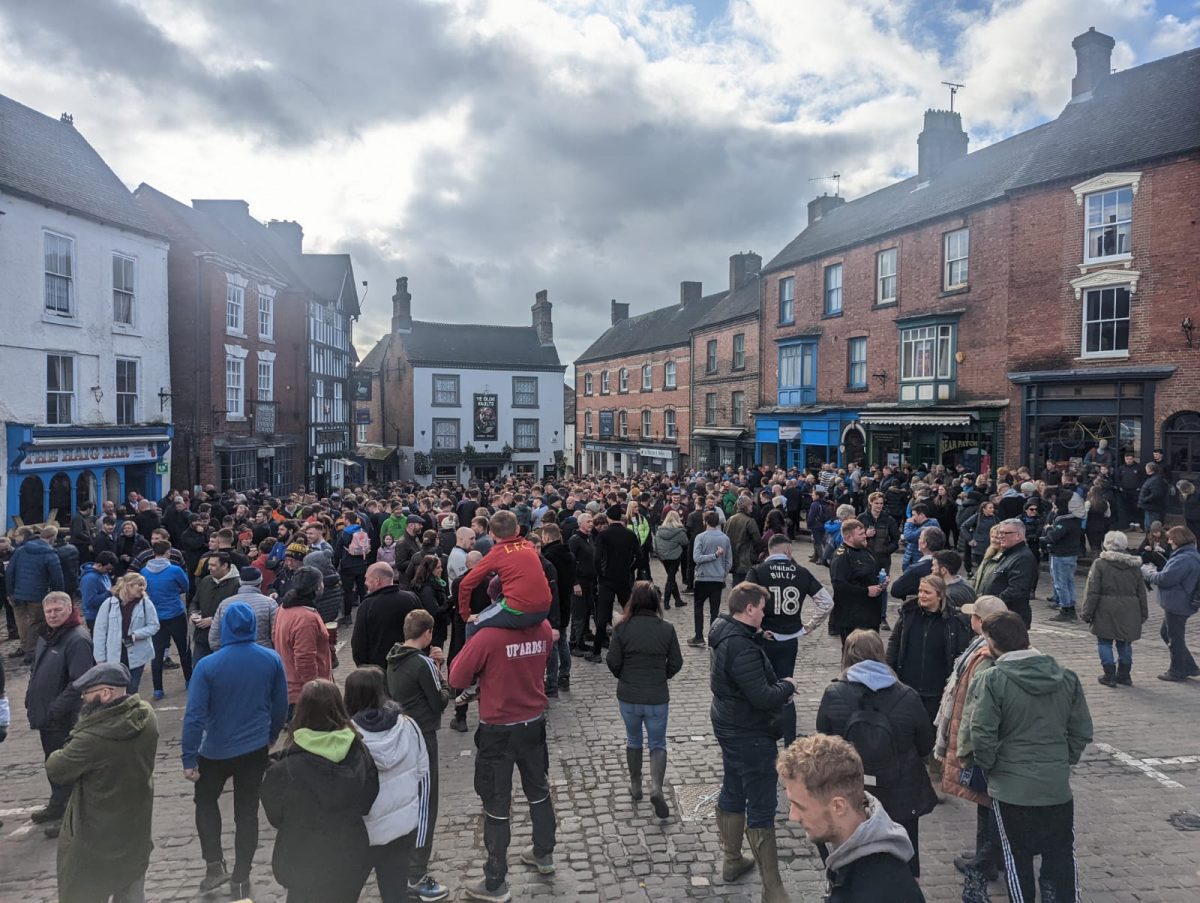 The crowds gathering in Ashbourne