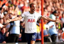 Harry Kane has equalled the season record for the highest number of games scored in. Photo via Alamy