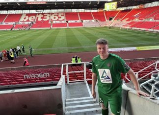 This is an image of Aaron Dodd at Bet365 stadium.