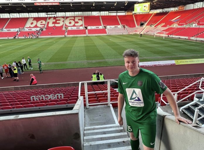 This is an image of Aaron Dodd at Bet365 stadium.