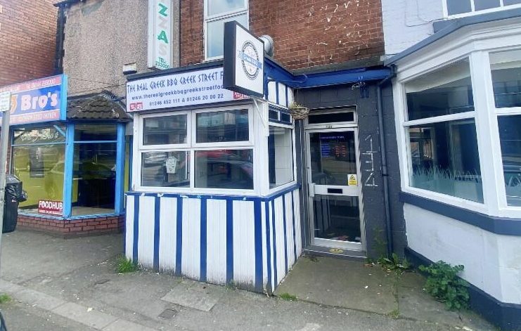 The outside of The Real Greek BBQ takeaway in Chesterfield