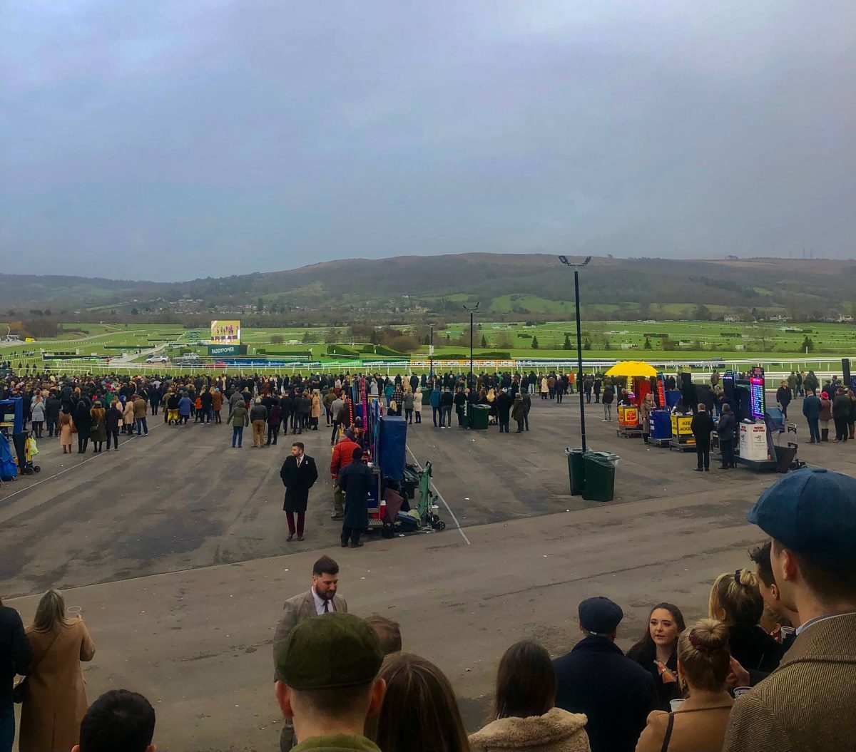 An image of the view from the Best Mates Enclosure at Cheltenham Racecourse.