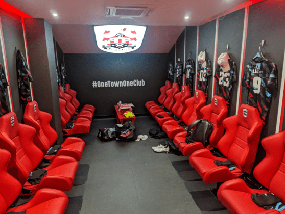 A picture of the changing rooms at Ilkeston Town prior to the content creators cup 2023