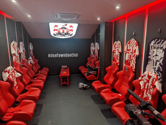 A picture of the changing rooms at Ilkeston Town prior to the content creators cup 2023
