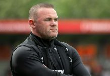 Derby County manager Wayne Rooney watches over his side 2021 pre season (Credit- Howard Harrison / Alamy Stock Photo)
