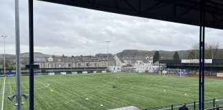 This is an image of Buxton FC's stadium ( The Tarmac Silverlands)