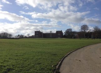 This is a photo of Temple Newsham house and its surrounding grassland