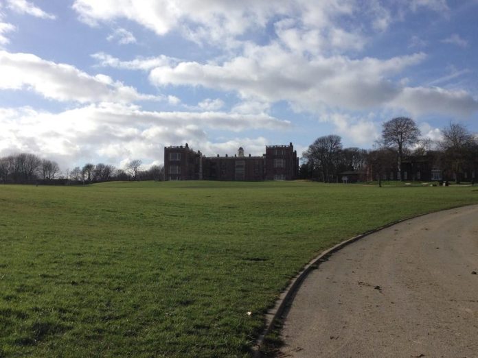 This is a photo of Temple Newsham house and its surrounding grassland