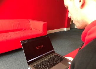 A viewer looking at Netflix.