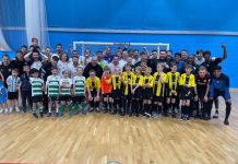 Derby Futsal squad with younger ambassador team