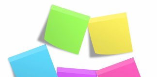 Colourful Post-It Notes on a white background