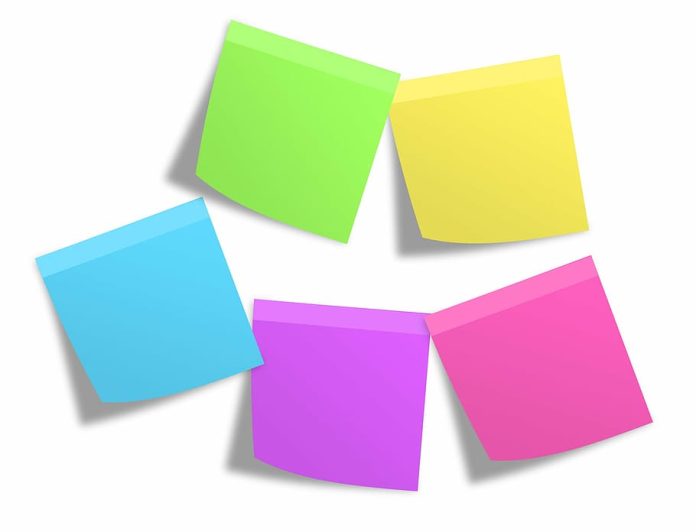 Colourful Post-It Notes on a white background