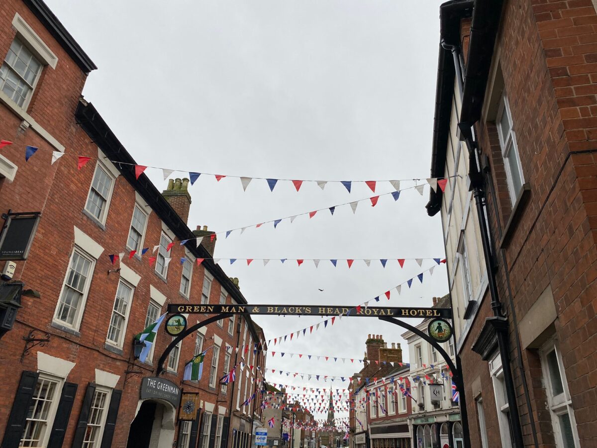 This is an image of the bunting hanging above the town of Ashbourne