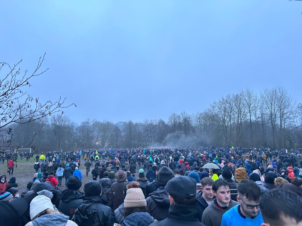 This photo shows the crowd at Shrovetide