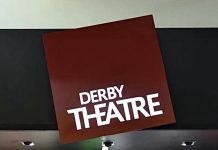 The sign at the entrance of Derby Theatre located within the Derbion shopping centre in the city centre.