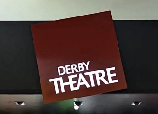 The sign at the entrance of Derby Theatre located within the Derbion shopping centre in the city centre.
