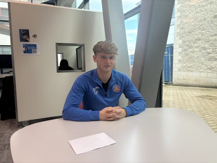 Tom Patstone as he is in interviewed regarding his football career so far, 27th October 2025.