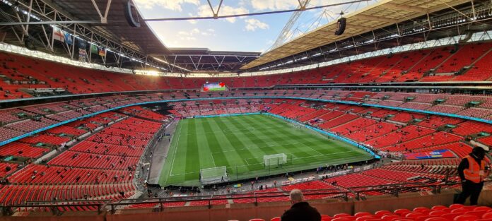 a picture inside Wembley stadium ahead on an England match