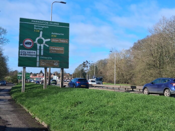 photo of a road sign in Derby