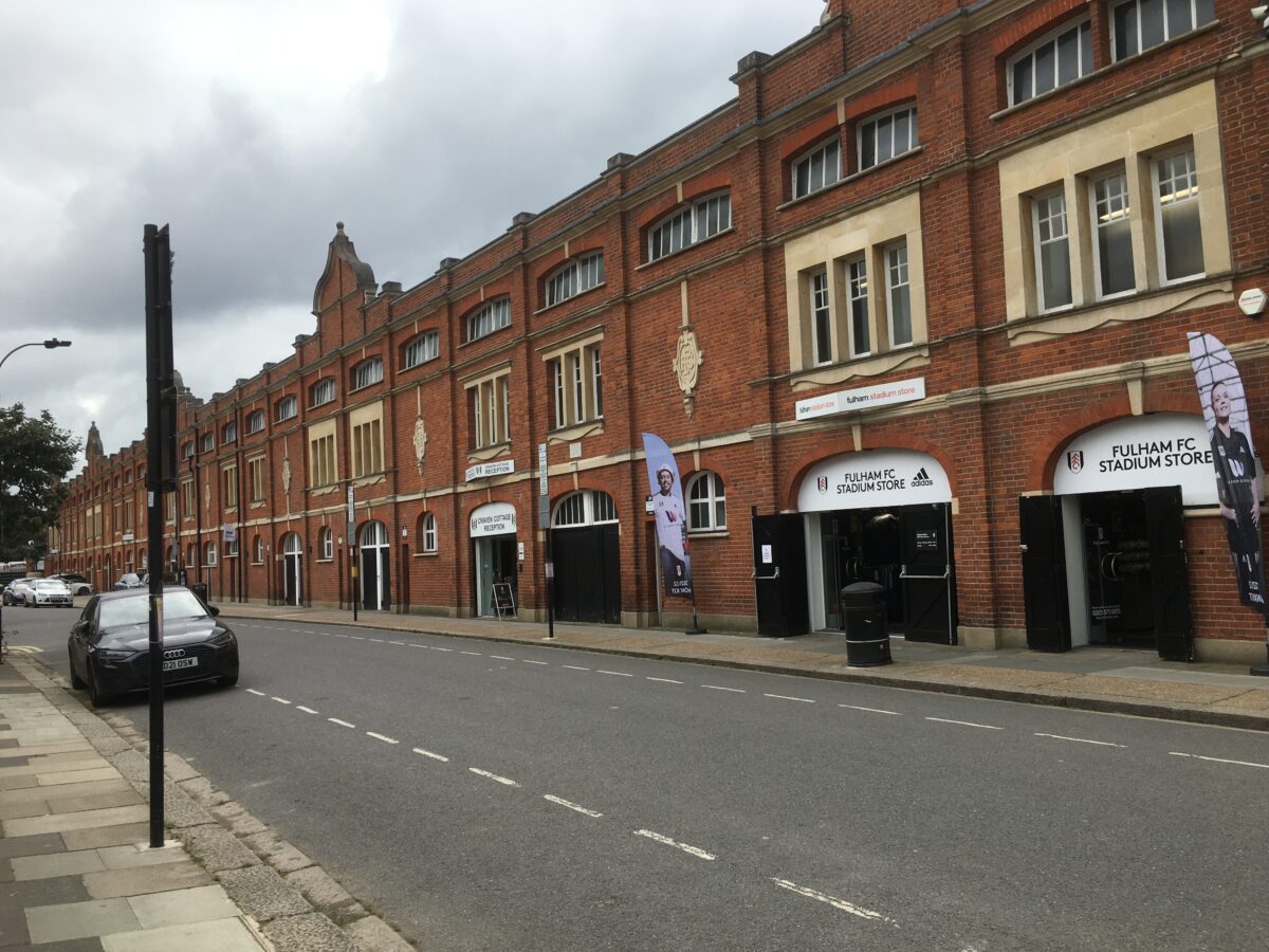An image of the outside of Fulham Football Club's stadium Craven Cottage