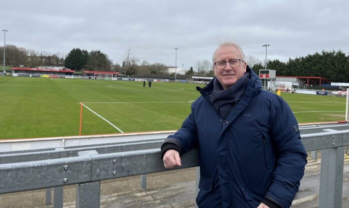 An image of former footballer Glenn Pennyfather at a football stadium.