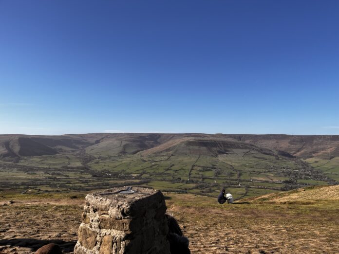 the top of Mam Tor overlooking the area of the peak District