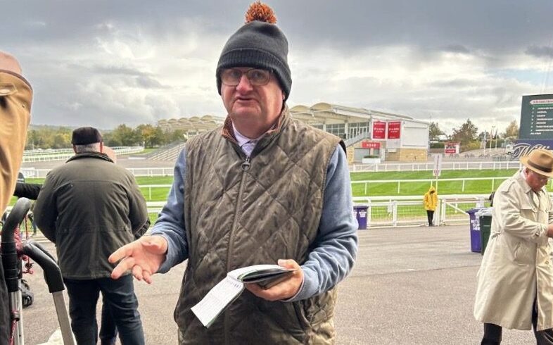 David Massey, A horse racing tipster and written journalist posing for a photo at Cheltenham Racecourse