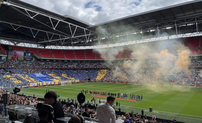 Image taken before kick-off from the 2025 National League promotion final between Oldham Athletic and Southend United