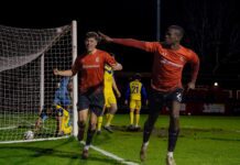 The impact of January arrivals on Alfreton Town’s survival hopes Jo Cummings and Josh Ayres celebrating in front of the home fans.